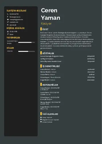 Kasiyer cv indir